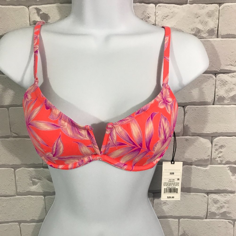 Women's Floral Lightly Lined Underwire Bikini Top